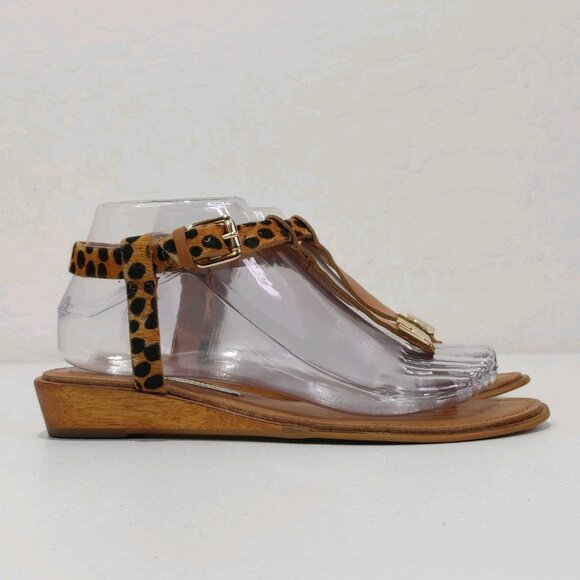 Diane von Furstenberg Dion Cheetah Leather Thong Sandals Women's Size 7 - Picture 3 of 11